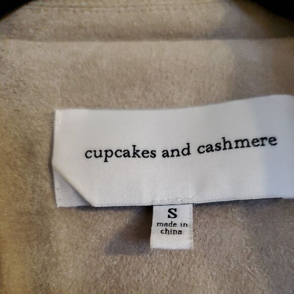 Cupcakes And Cashmere Beige Faux Suede Motorcycle Jacket Coat Size Small - Picture 5 of 7